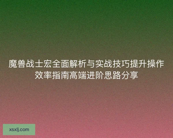 魔兽战士宏全面解析与实战技巧提升操作效率指南高端进阶思路分享