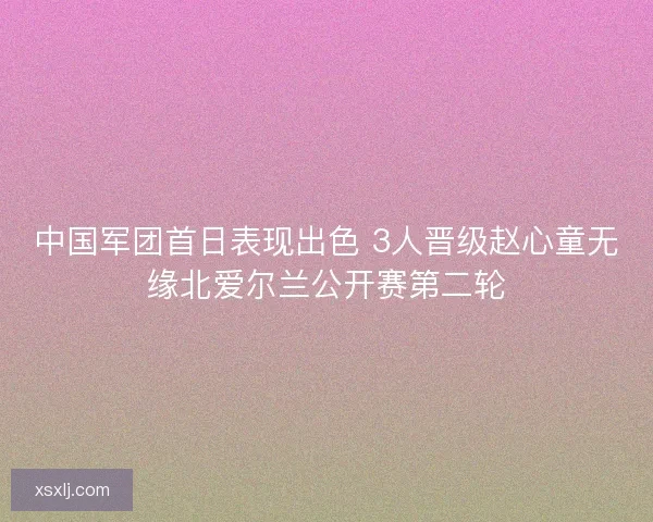中国军团首日表现出色 3人晋级赵心童无缘北爱尔兰公开赛第二轮